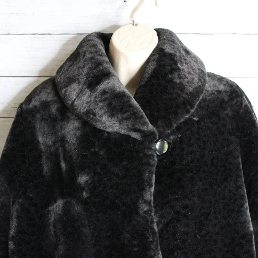 Nuage Women's Faux Fur Coat Size XS Black Plush Winter Jacket - Picture 10 of 11